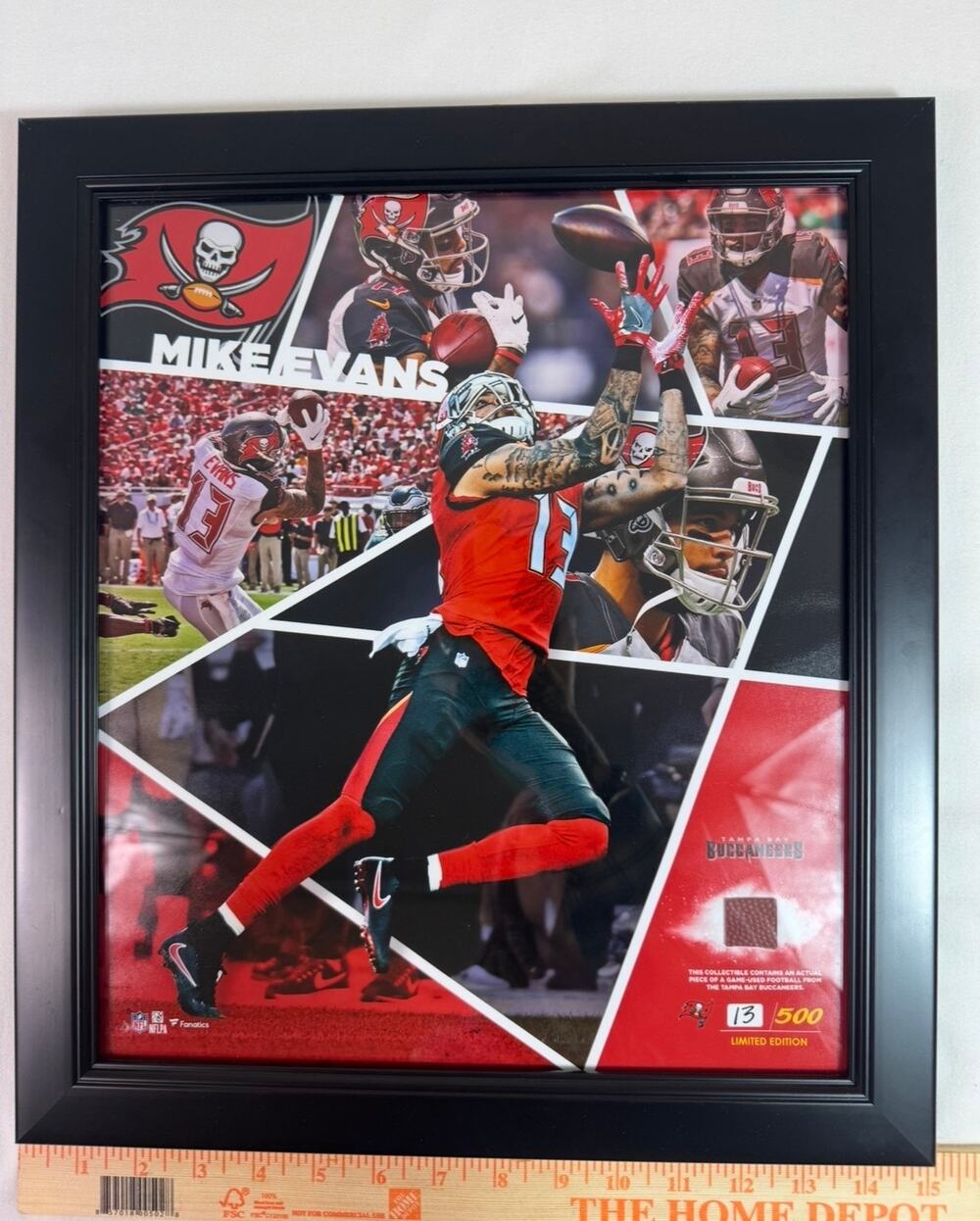 Mike Evans Tampa Bay Buccaneers Fanatics Game Used Football #13/500 Framed